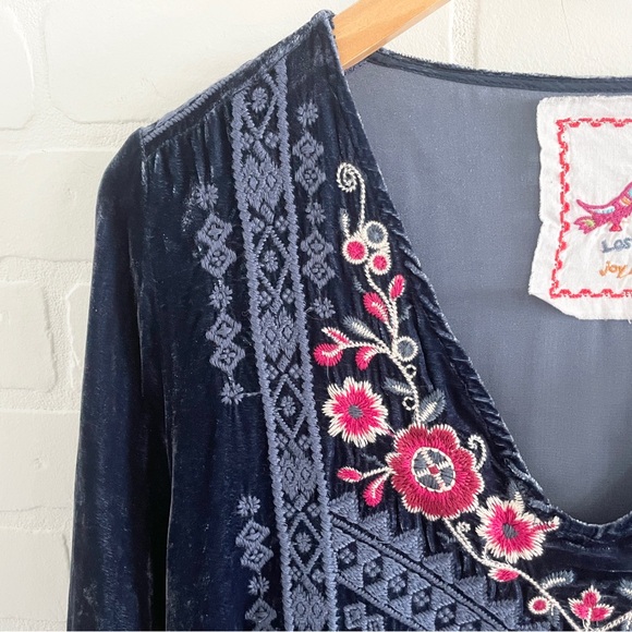 Johnny Was Tunic Embroidered Burnout Velvet Silk-Blend Asym Hem Long Sleeve XL - Picture 5 of 13
